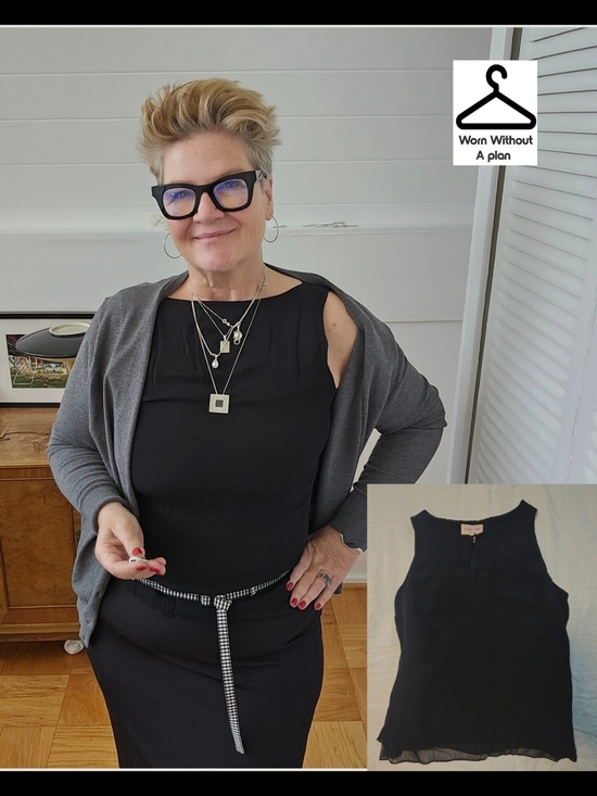 Black Label Tops - Chicos Black Label Dress Tanktop Silk With Silk Lining Size 14